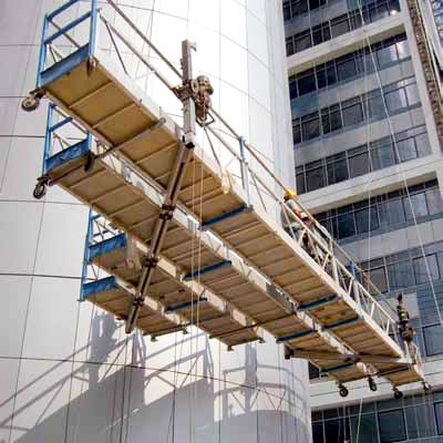 Platforms for temporary and permanent cleaning of glass facades